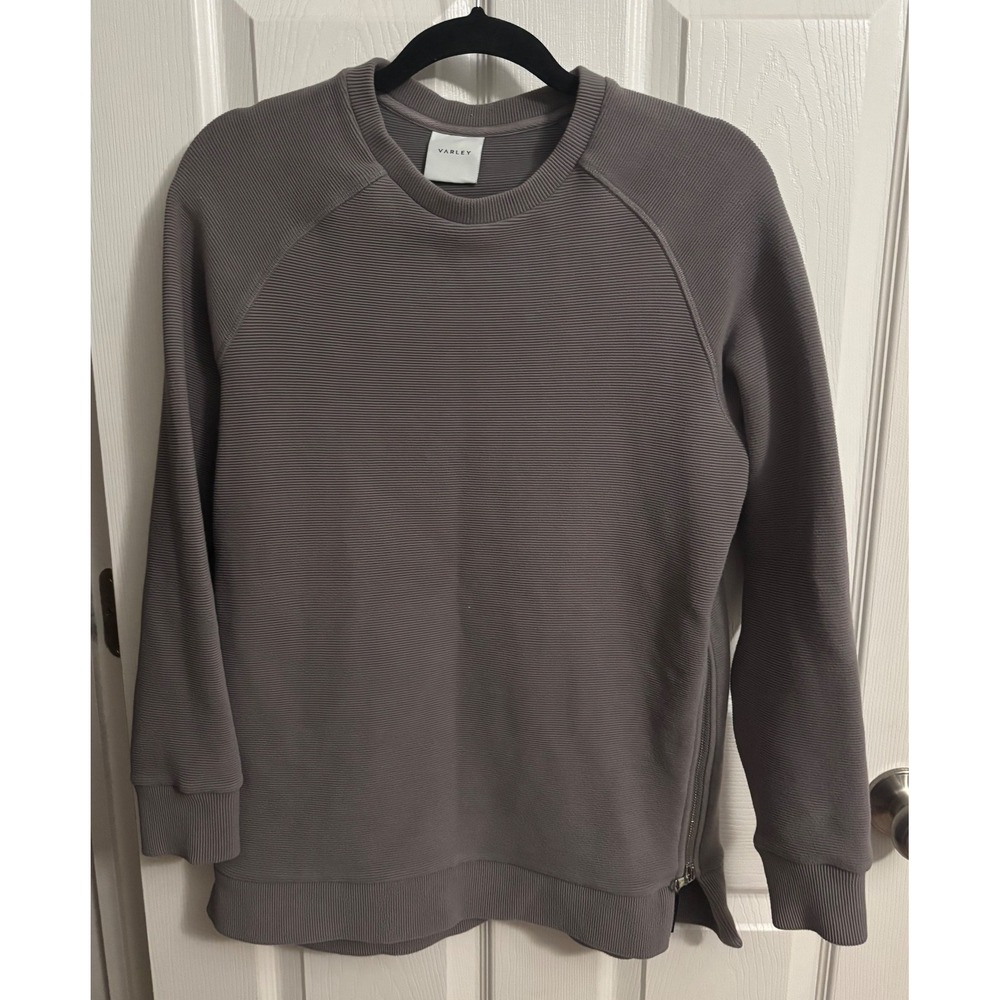 Varley | Manning Ribbed Sweatshirt‎ Side Zip Pullover Gray Size S